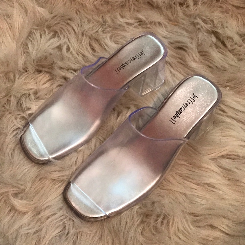 clear mules - never worn